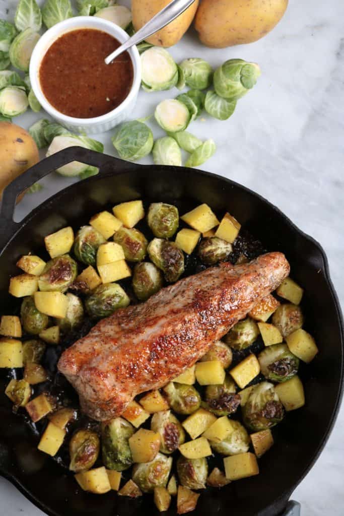 Pork Tenderloin Cooked in a Cast Iron Skillet.