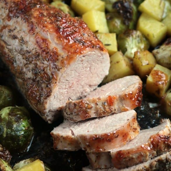 Sliced Cast Iron Pork Tenderloin.