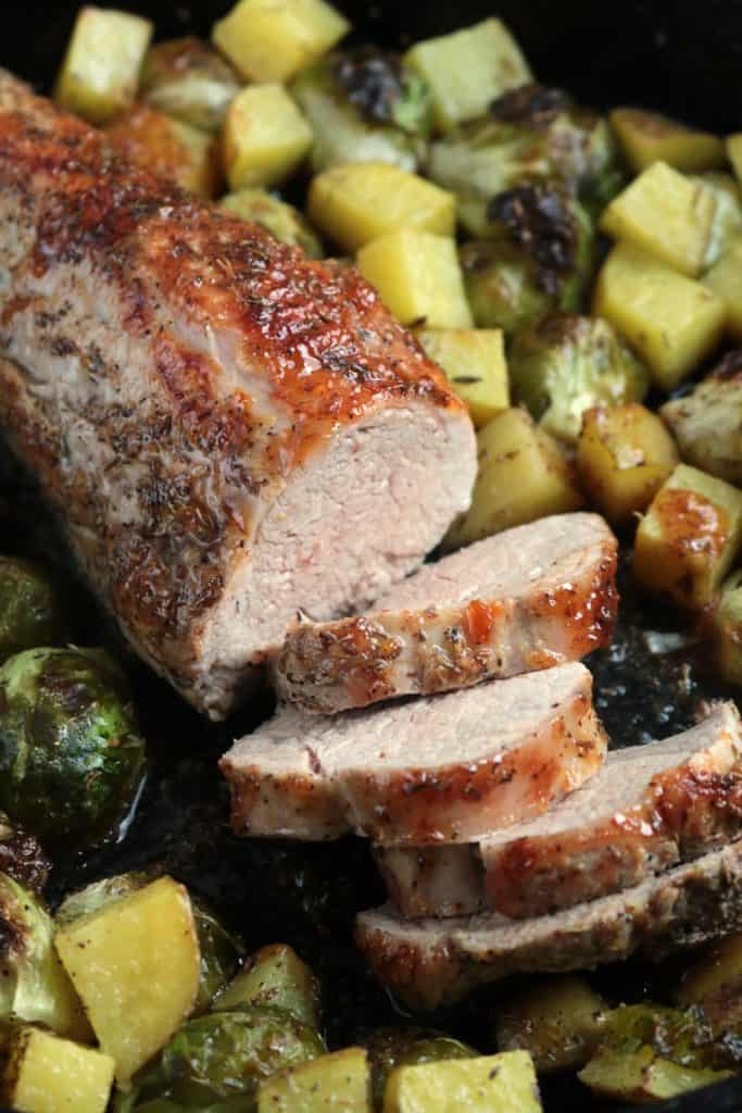 Sliced Cast Iron Pork Tenderloin.