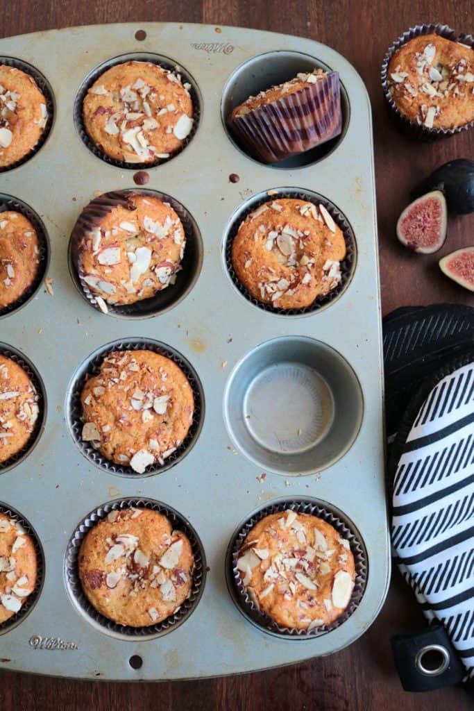 Fig Almond Muffins in Pan.
