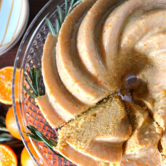 Sliced Tangerine Rosemary Olive Oil Cake.