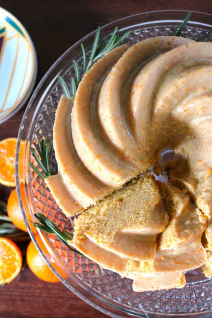 Sliced Tangerine Rosemary Olive Oil Cake.