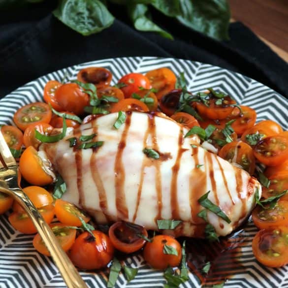 Caprese Chicken with Balsamic Reduction.