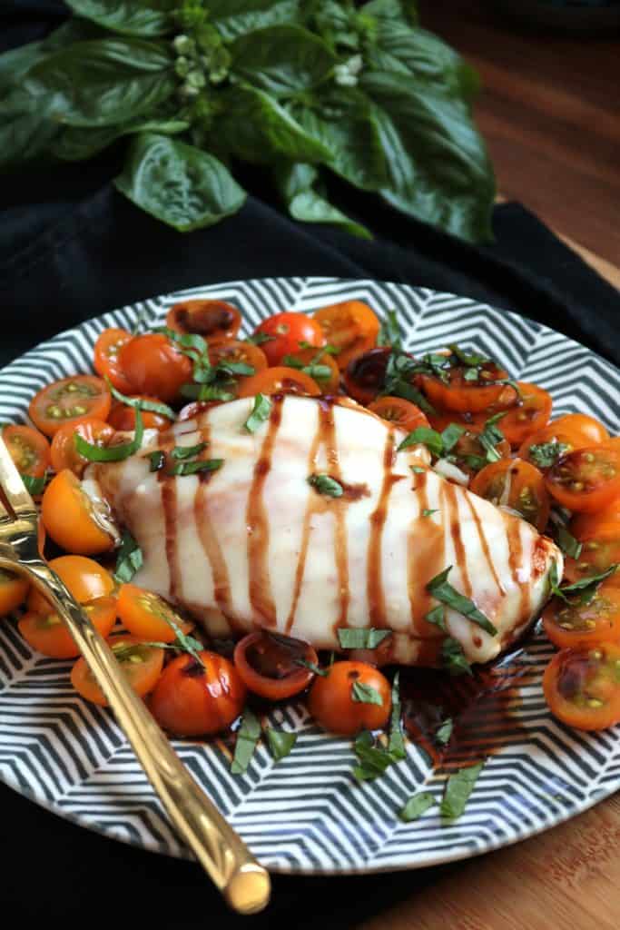 Caprese Chicken with Balsamic Reduction.