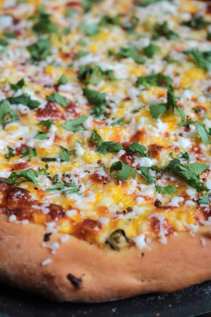 Corn Pizza, with Chipotle Mayonnaise, Mozzarella, and Cotija.