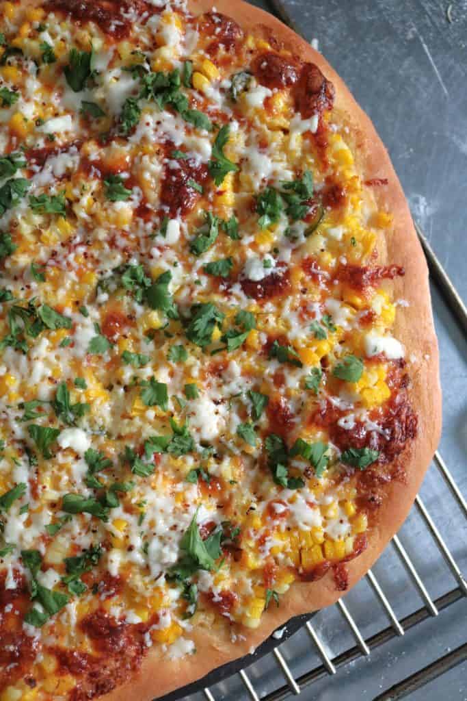 Homemade Mexican Street Corn Pizza.