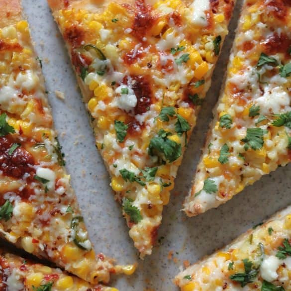Slice of Mexican Street Corn Pizza.