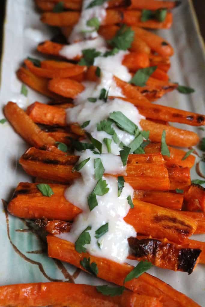 Roasted Carrots With Creamy Nuoc Cham Dressing.