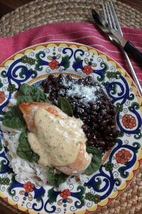Caramelized Chicken with Jalapeno Cream.