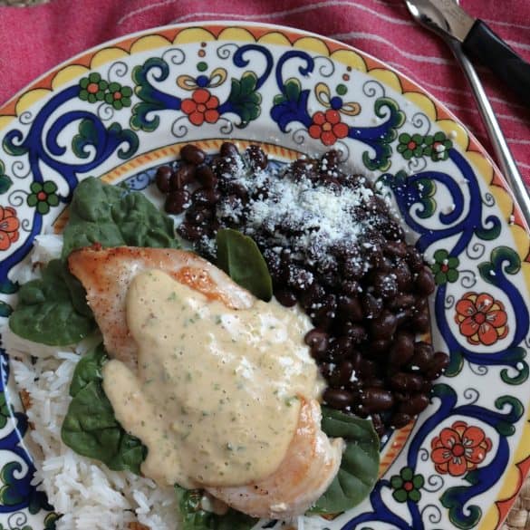 Caramelized Chicken with Jalapeno Cream.