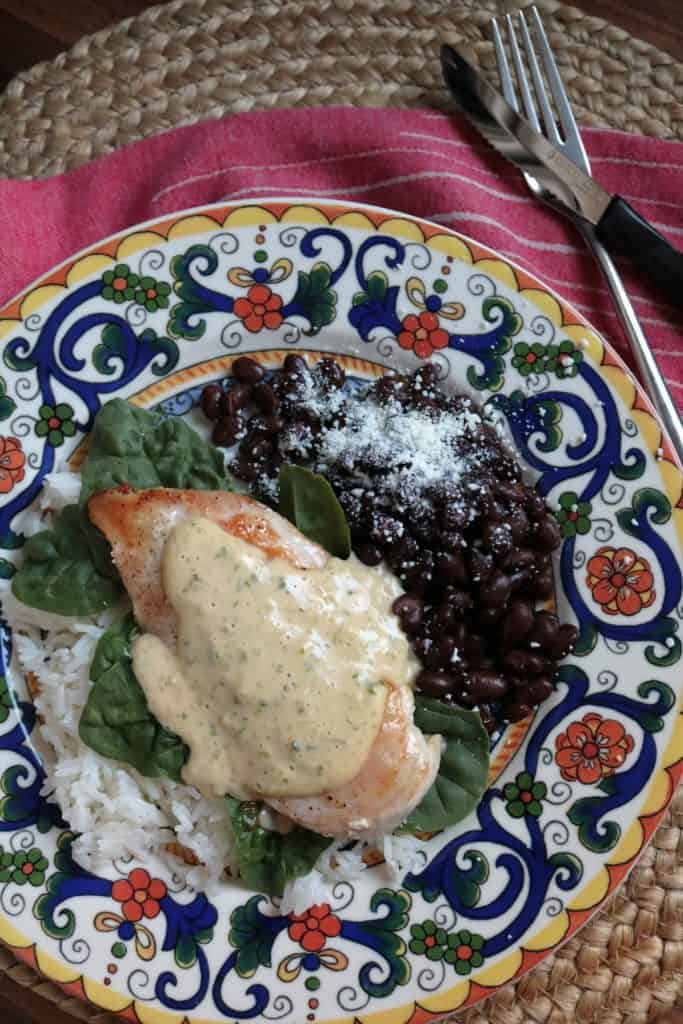 Caramelized Chicken with Jalapeno Cream.