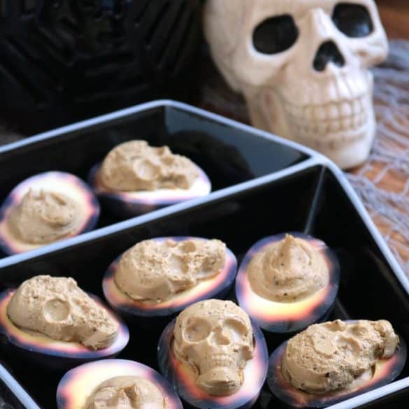 Black Garlic Skull Deviled Eggs.