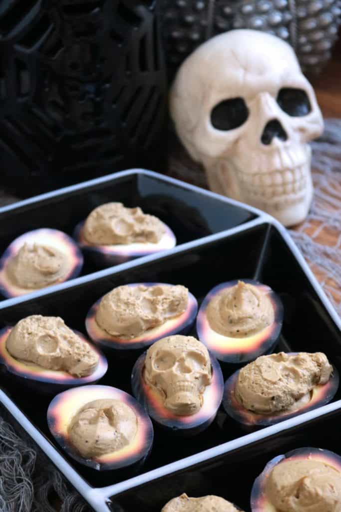 Black Garlic Skull Deviled Eggs.