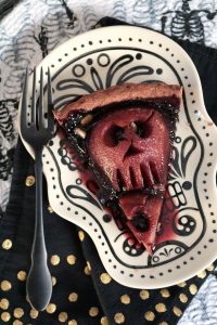 Slice of Chocolate Blackberry Pear Tart.