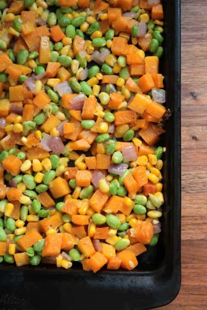 Harvest Succotash on Sheet Pan.