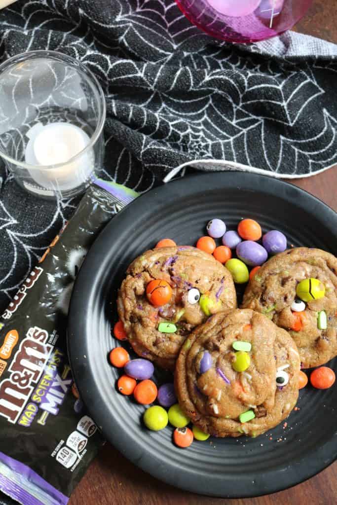 Mad Scientist M&M Chocolate Chip Cookies.