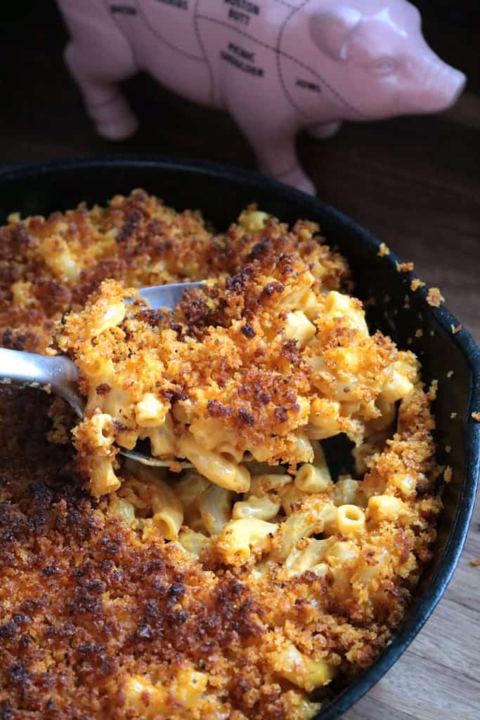 Macaroni and Cheese Smoked in a Skillet.
