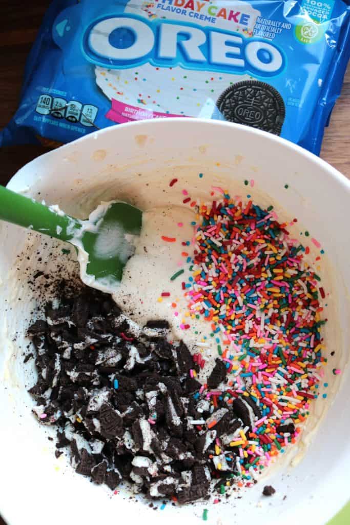 Birthday Cake Oreo Cheesecake Bars Recipe.