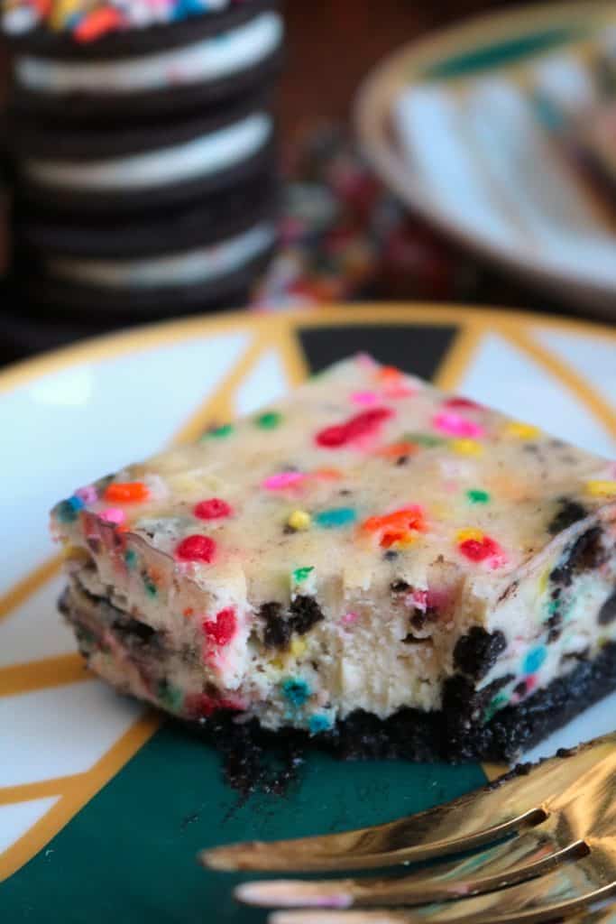 Funfetti Oreo Cheesecake Bars.