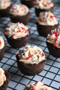 Chocolate Sugar Cookie Cups with Peanut Butter Frosting.