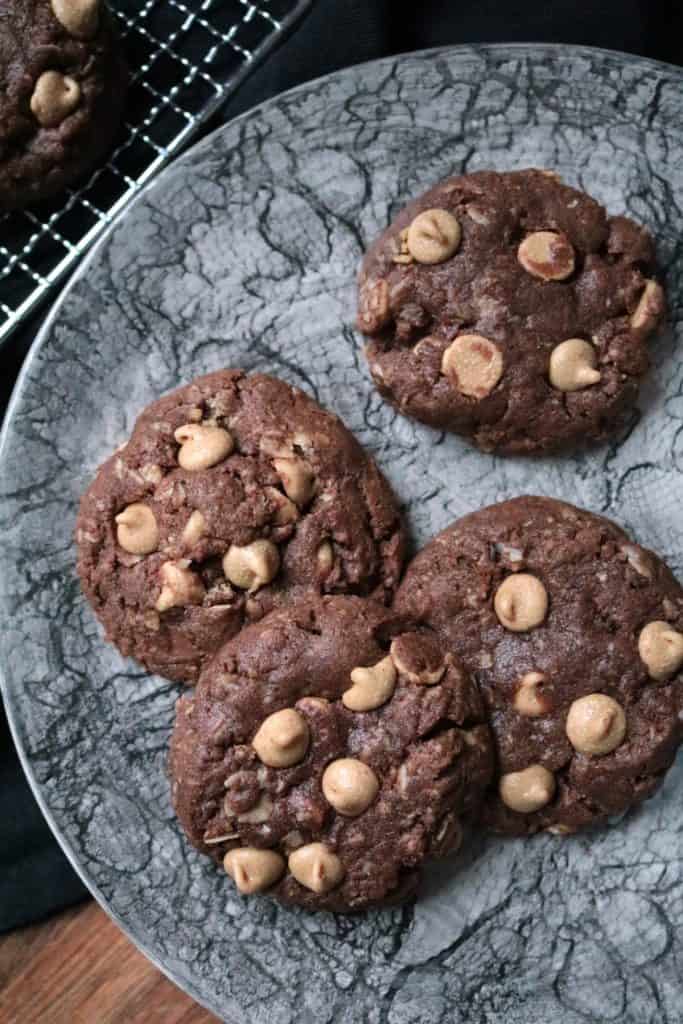 Chocolate Peanut Butter Chip Oatmeal Cookies.
