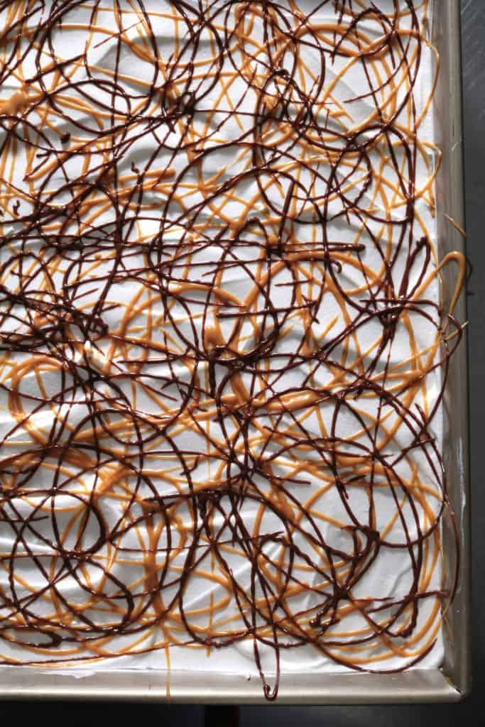 No Bake Chocolate Peanut Butter Pretzel Cheesecake.