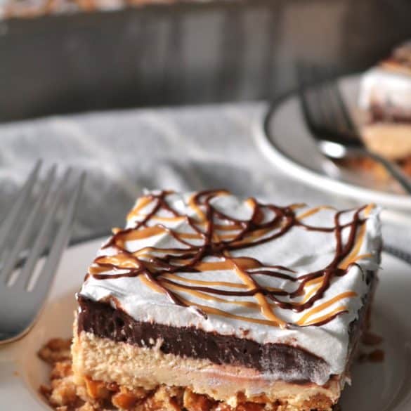 Chocolate Peanut Butter Pretzel Salad.