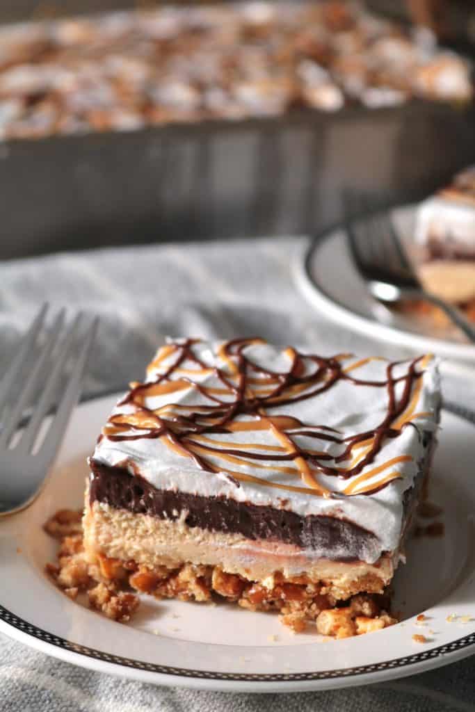 Chocolate Peanut Butter Pretzel Salad.