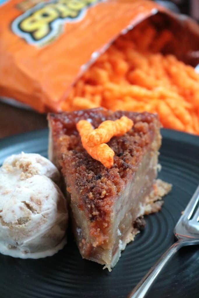 Cheddar Apple Pie with Cheetos Crumble Topping.