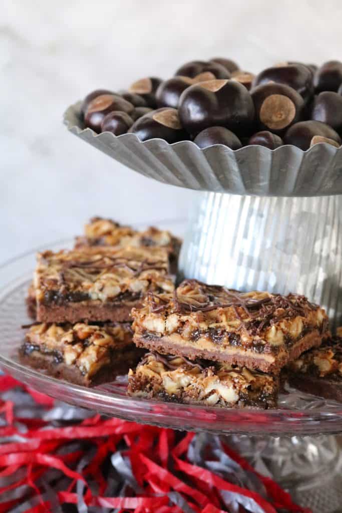 Peanut Butter Chocolate Pecan Pie Bars.