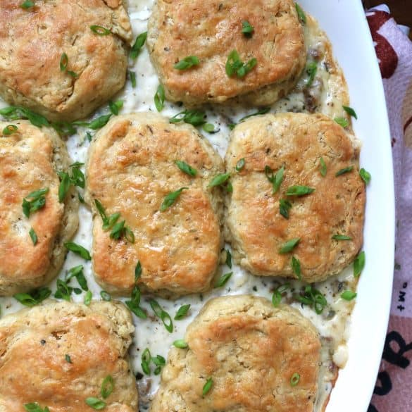 Herbed Biscuits and Gravy Casserole.