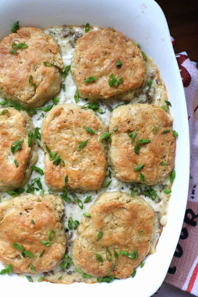 Herbed Biscuits and Gravy Casserole.