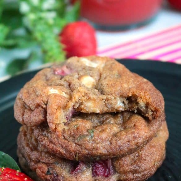 Basil Strawberries and Cream Cookies Stack.