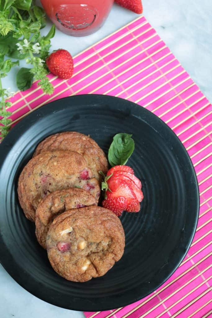 Basil Strawberries and Cream Cookies on a plate.