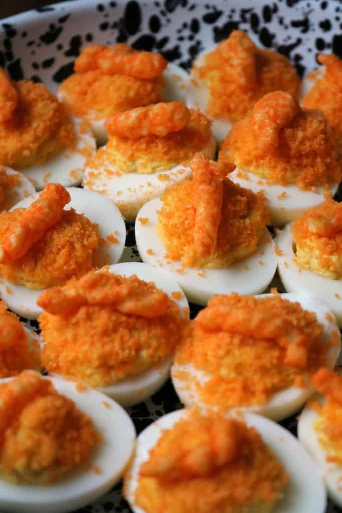 Cheddar Cheetos Deviled Eggs Recipe.