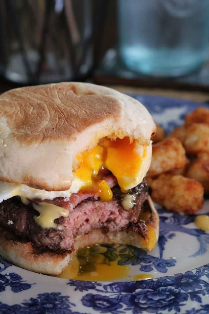 Eggs Benedict Burgers cooked Medium.