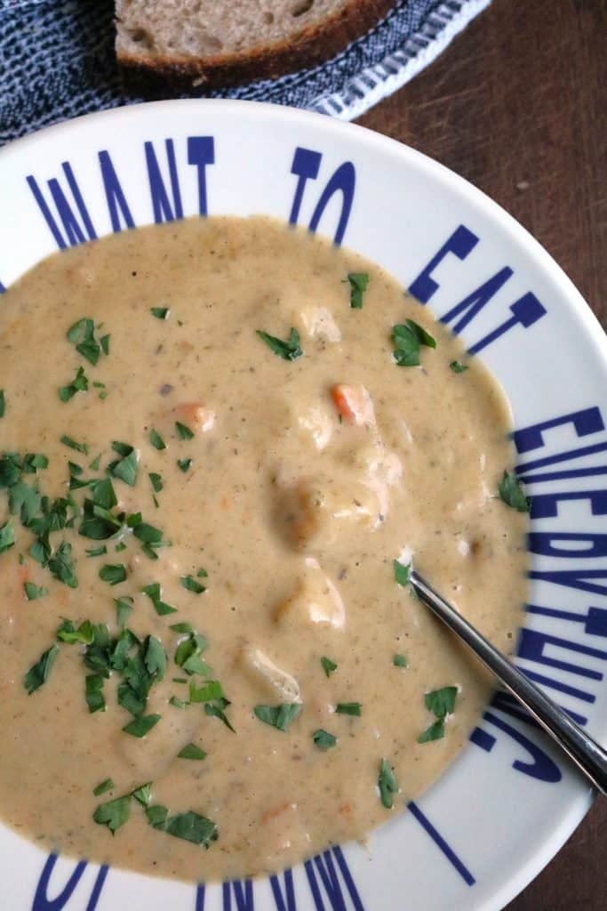 Potato Leek Soup in a Bowl.