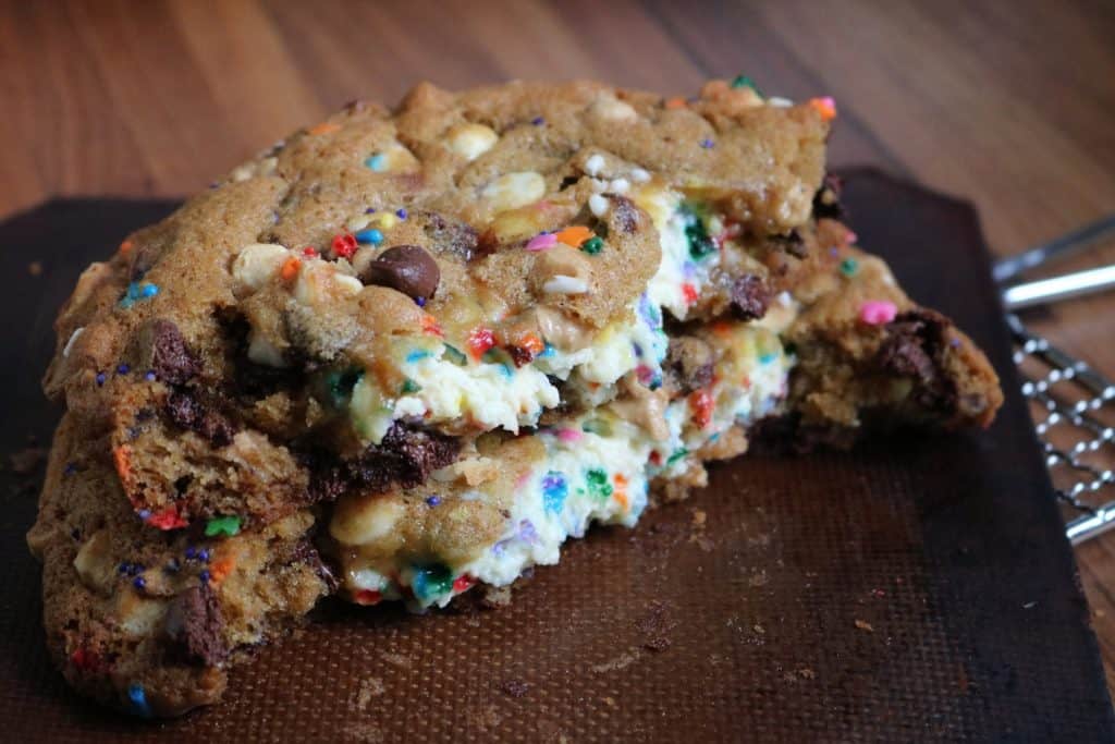 Funfetti Cheesecake Stuffed Giant Multi Chip Cookie for One.