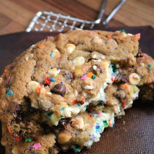 Funfetti Cheesecake Stuffed Giant Multi Chip Cookie for One.