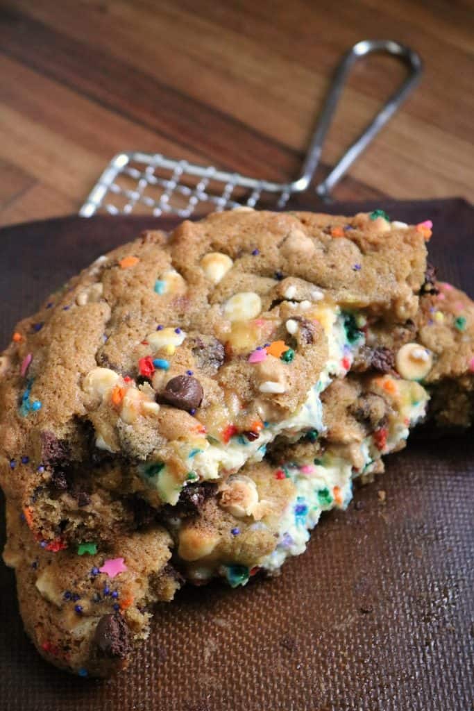 Funfetti Cheesecake Stuffed Giant Multi Chip Cookie for One.