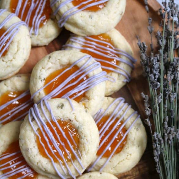 Lavender Apricot Thumbprint Cookies.
