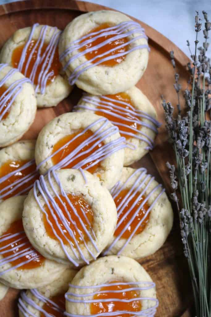 Lavender Apricot Thumbprint Cookies.