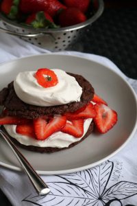 Chocolate Strawberry Shortcakes served with Peanut Butter Whipped Cream.