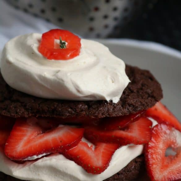 Chocolate Strawberry Shortcakes with Peanut Butter Whipped Cream.