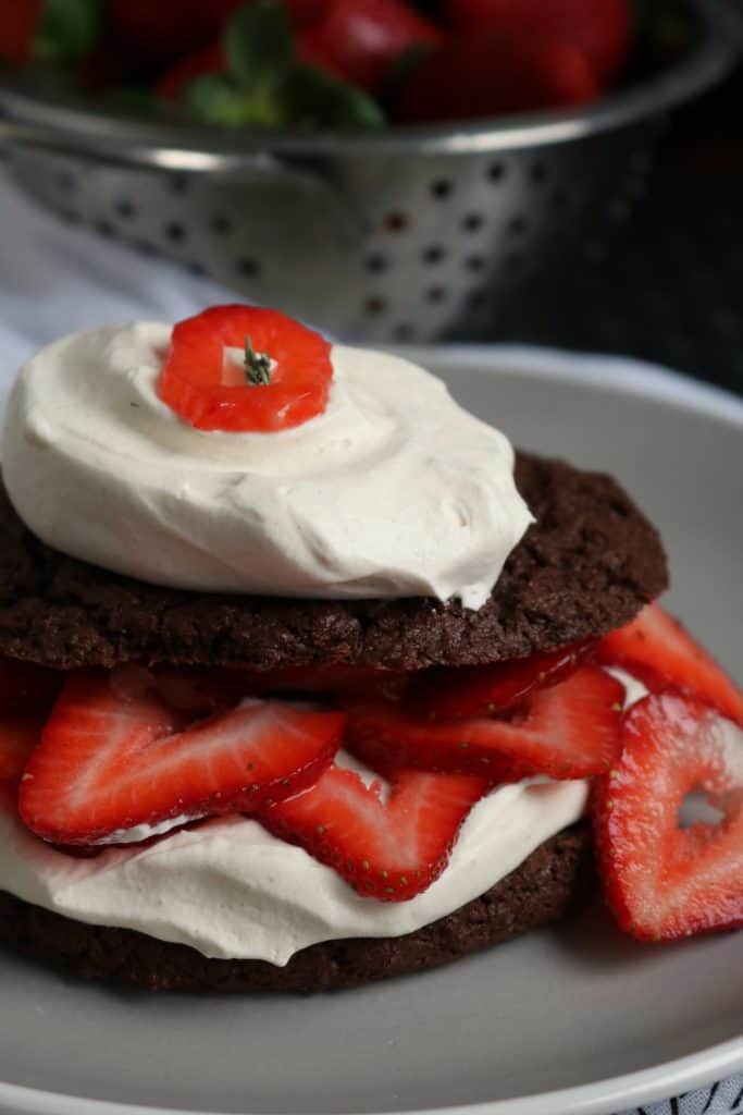 Chocolate Strawberry Shortcakes with Peanut Butter Whipped Cream.