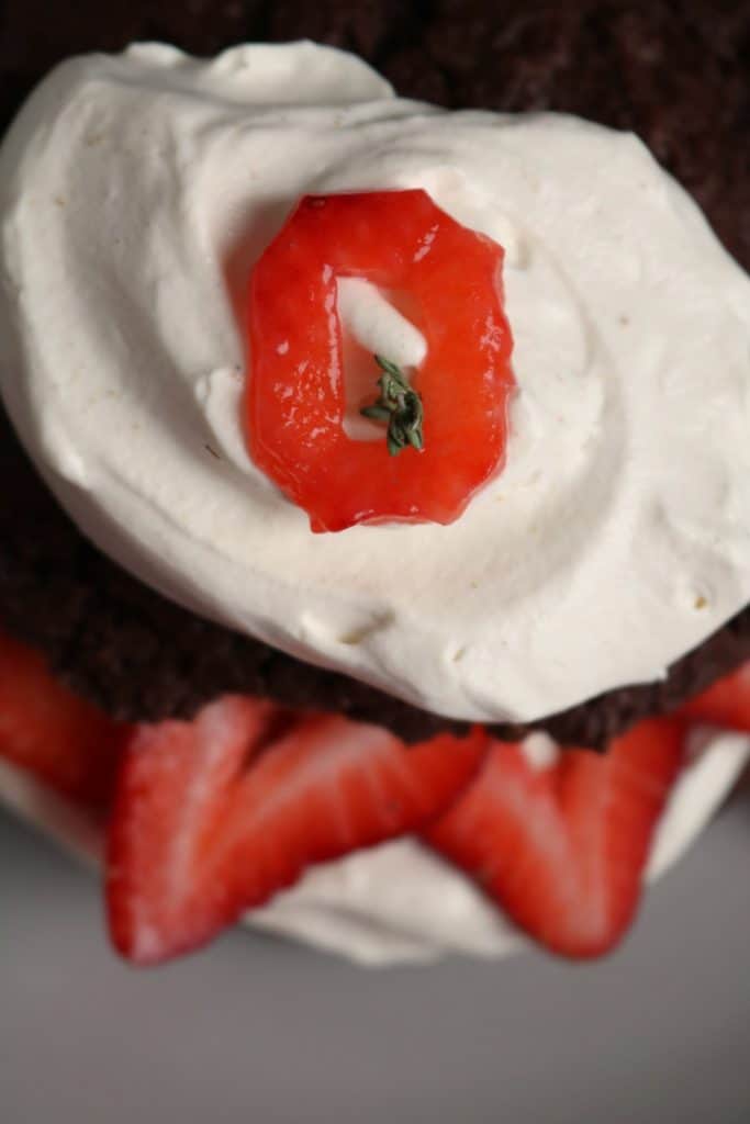 Strawberry Block O on top of a Chocolate Strawberry Shortcake.