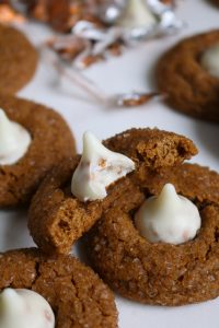 Bite out of Snickerdoodle Ginger Molasses Blossoms.
