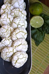 Basil Lime Gooey Butter Cookies on Platter.