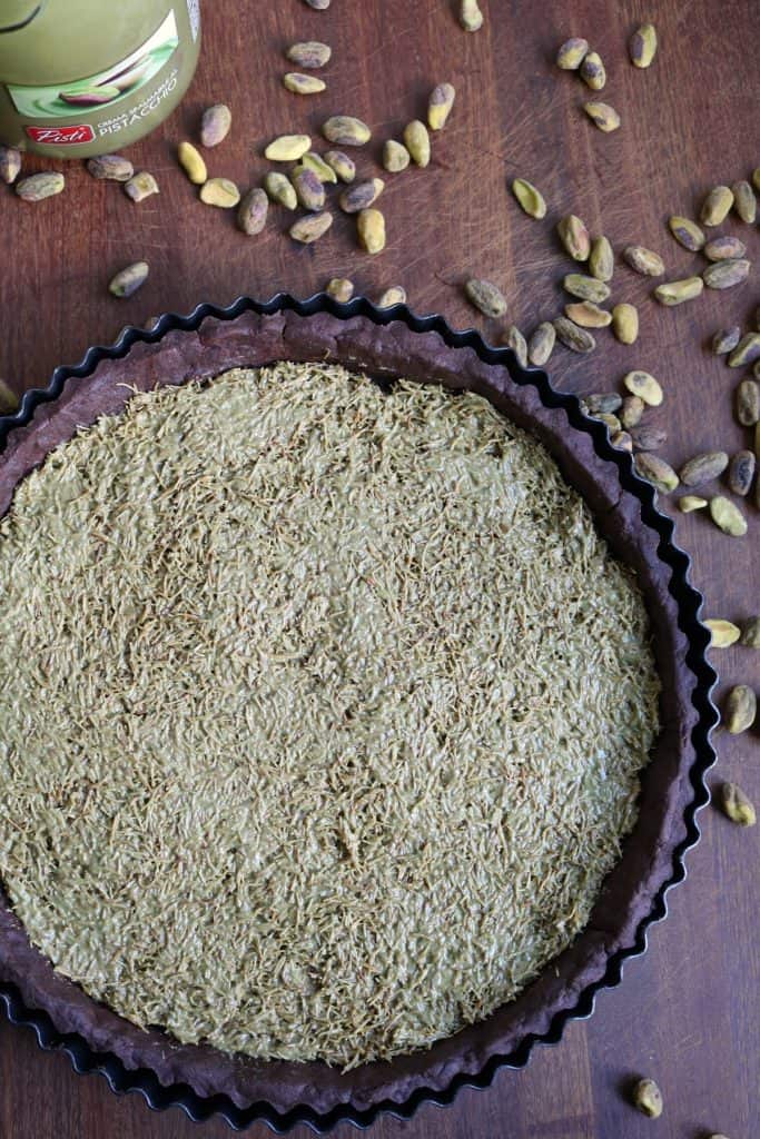 Filled Dubai Chocolate Tart.