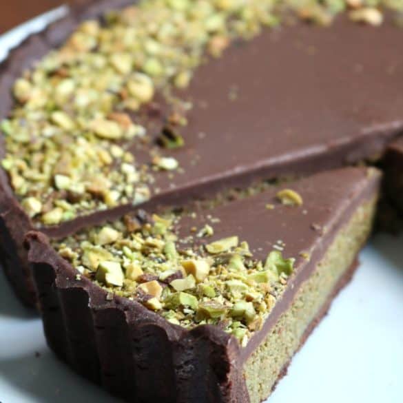 Slice of Dubai Chocolate Tart.